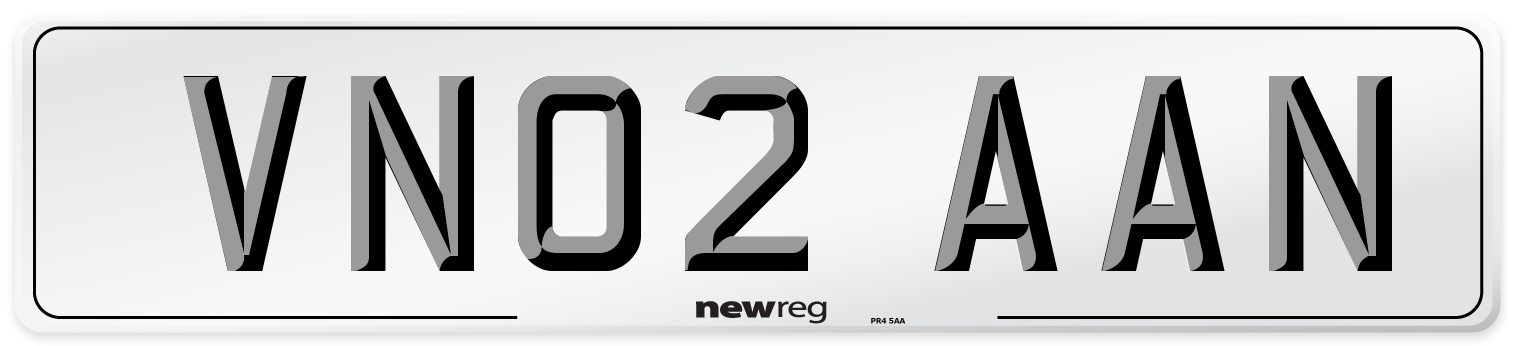 VN02 AAN Number Plate from New Reg